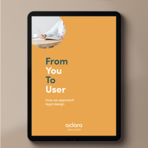 Image of whitepaper from you to user - How we approach legal design